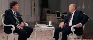 Vladimir Putin falou o tempo todo em russo, tendo suas respostas dubladas em inglês