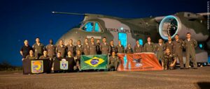 A comitiva brasileira contou com 25 militares do Esquadrão Zeus, do Esquadrão Gordo e do Esquadrão Aeroterrestre de Salvamento