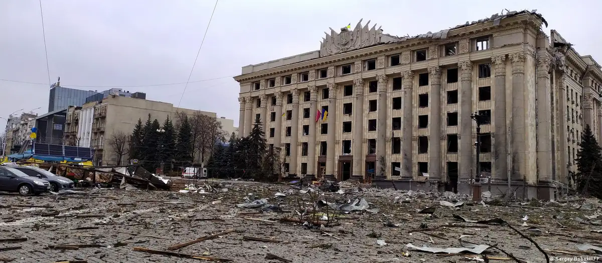 Sede da Prefeitura de Kharkiv após tentativa russa de tomar a cidade em 2022